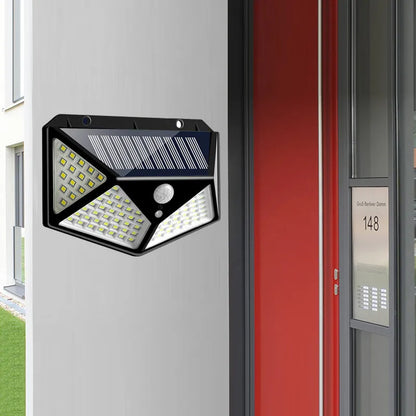100 LED Solar Wall Lights 1/2/4Pcs Outdoor Solar Lamp PIR Motion Sensor